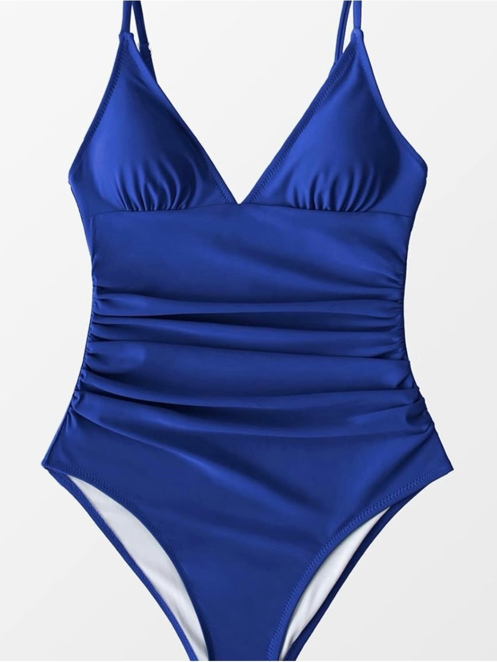 CUPSHE Blue One-Piece V-Neck Swimsuit, Large